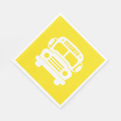 Witte schoolbus op gele achtergrond servet (Hoek)