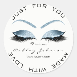 Witte Schoonheidssalon Glitter Wit Blauw Dank u Ronde Sticker