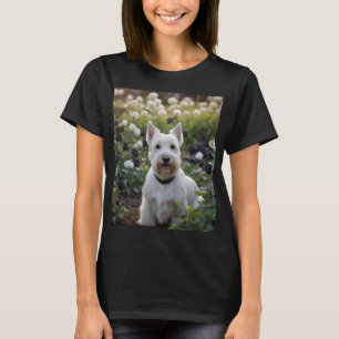 Witte Schotse Terriër met zwarte witte Rozen, T-shirt