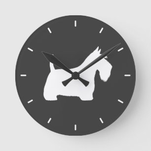 Witte Schotse Terrier Silhouet Ronde Klok