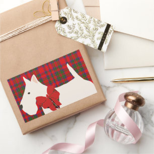 Witte Schotse Terrier Tartan Rechthoekige Sticker
