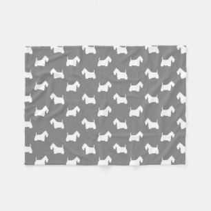 Witte Schotse Terriers Scottie Dog Silhouettes Fleece Deken