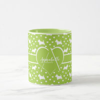 Witte Schotse Terriers (Scottie Dogs) Lime Green