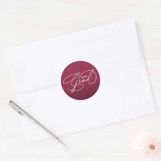 Witte Script Afstudeer Donkerrood Envelope Zegel (Envelop)