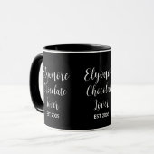 Witte Script Gepersonaliseerde Naam Est voor Choco Mok (Voorkant links)