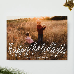 Witte Script Groote Foto Vakantie Kerstkaart
