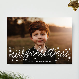 Witte Script Grote Foto Prettig Kerst Kaart