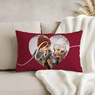Witte Script Hart Foto Rood Lenden Kussen