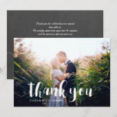 Witte Script Overlay 'Dank je wel' met krullen Bedankkaart (Voorkant / Achterkant)