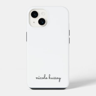 Witte script Stijlvol monogram modern minimalis iPhone 14 Hoesje