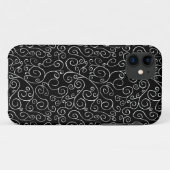 Witte scrollende curven op zwart Case-Mate iPhone case (Achterkant (horizontaal))
