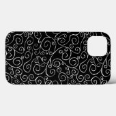 Witte scrollende curven op zwart Case-Mate iPhone case (Achterkant (horizontaal))