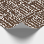 Witte SEBASTIAN naam op bruin Cadeaupapier (Hoek)