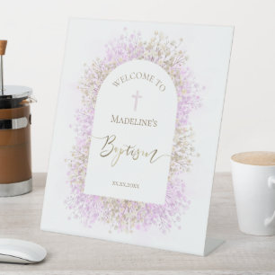 witte seringen bloemen Doop welkom bord Reclamebord Met Voetstuk