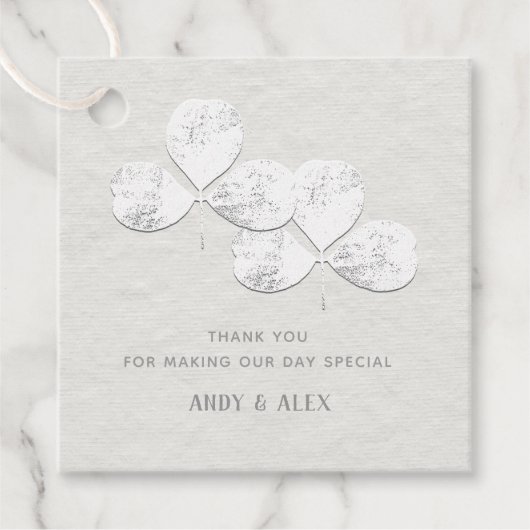 Witte Shamrock bruiloft afscheidscadeau dank u Bedankjes Labels (Voorkant)