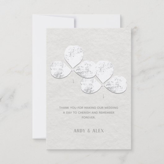 Witte Shamrock bruiloft dank u kaart (Voorkant)