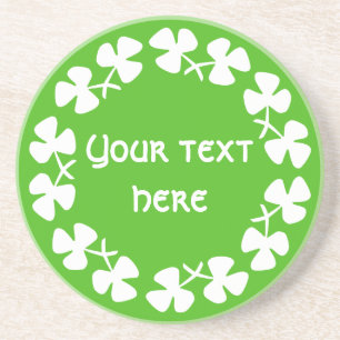 Witte Shamrockrand Tekst toevoegen Zandsteen Onderzetter