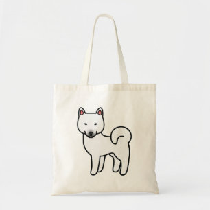 Witte Shiba Inu Cartoonhond Illustratie Tote Bag
