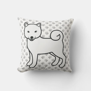 Witte Shiba Inu Cartoonhond & Pootjes Kussen