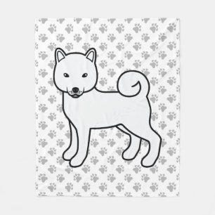 Witte Shiba Inu Schattige Cartoon Hond En Pootjes Fleece Deken