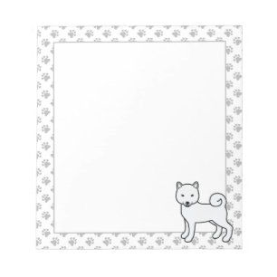 Witte Shiba Inu Schattige Cartoon Hond & Pootjes Notitieblok