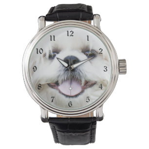 Witte shih tzu gezicht horloge
