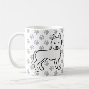 Witte Siberische Husky Cartoonhond & Pootjes Koffiemok