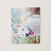 Witte siberische husky puzzel (Verticaal)