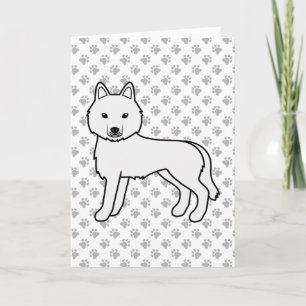 Witte Siberische Husky Schattige Cartoon Hond Kaart
