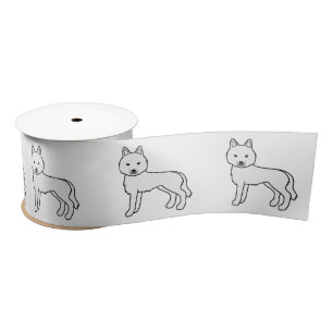 Witte Siberische Husky Schattige Cartoon Hond Lint