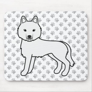 Witte Siberische Husky Schattige Cartoon Hond Muismat