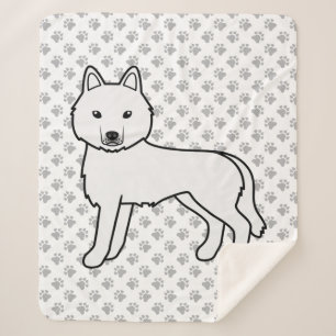Witte Siberische Husky Schattige Cartoon Hond Sherpa Deken