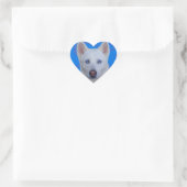 Witte Siberische Husky Sticker (blauwe achtergrond (Tas)