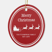 Witte sintersmaaktekst op rood keramisch ornament (Links)