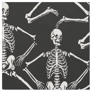 Witte skeletten dansend op een zwarte achtergrond stof