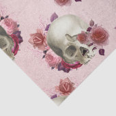 Witte Skulls en roze Floral-ontkoppeling Tissuepapier (Detail)