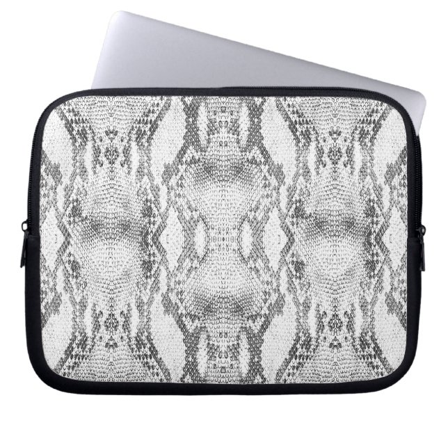 Witte Slang Skin Print Laptop Sleeve (Voorkant)