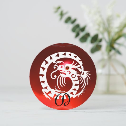 WITTE SLANGEN DRAGON RODE RUBY EDELGESTEENTE MONOG KAART (Staand voorkant)