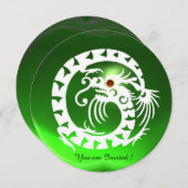 WITTE SLANGENDRAGON SMaragdgroene EDELE STEEN Kaart (Voorkant / Achterkant)
