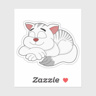 Witte slapende kat cartoon - vinyl sticker