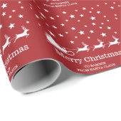 Witte slee van Kerstman en vrolijk kerstfeest teks Cadeaupapier (Rol Hoek)