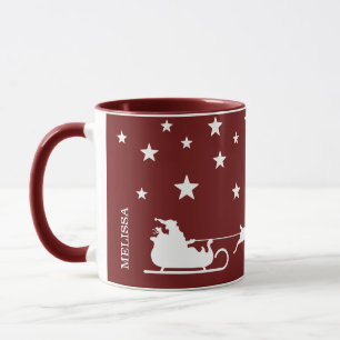 Witte slee van Kerstman en vrolijk kerstfeest teks Mok