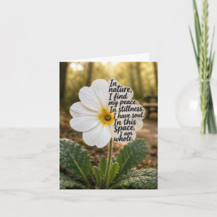 Witte sleutelbloem met inspirerende quote kaart