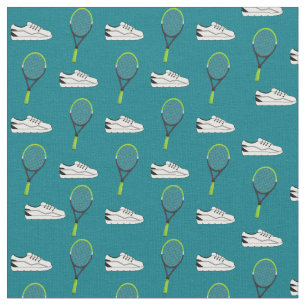 Witte Sneakers schoenen en groene tennisrackets zi Stof