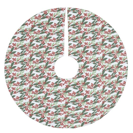 Witte Sneeuw Kerst Botanische Bessen Vakantie Kerstboom Rok (Voorkant)