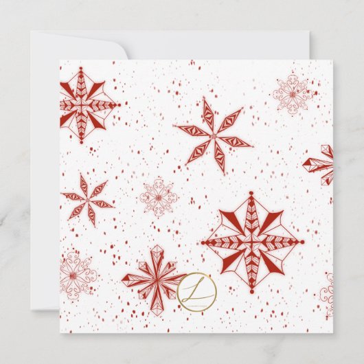 Witte Sneeuw op Rode Canvas Kerst Kaart (Achterkant)