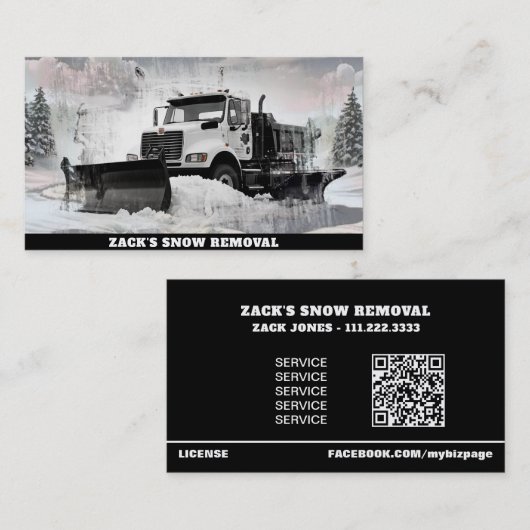 *~* Witte Sneeuw Verwijdering Sneeuwploeg Vrachtwa Visitekaartje (Voorkant / Achterkant)