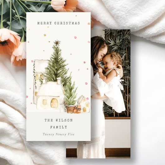 Witte sneeuwbomen Fotokerstgroeten Feestdagenkaart