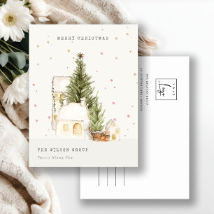 Witte sneeuwbomen Logo kerstgroeten Feestdagenkaart