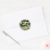  witte sneeuwdruppels aangepaste tekst ronde sticker (Envelop)